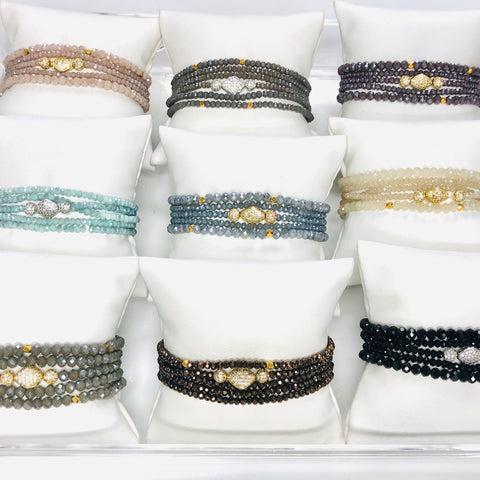 Crystal staking wristlets and necklace