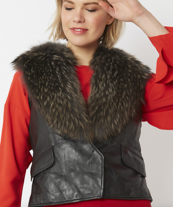 Fox Fur and Leather Cropped Vest